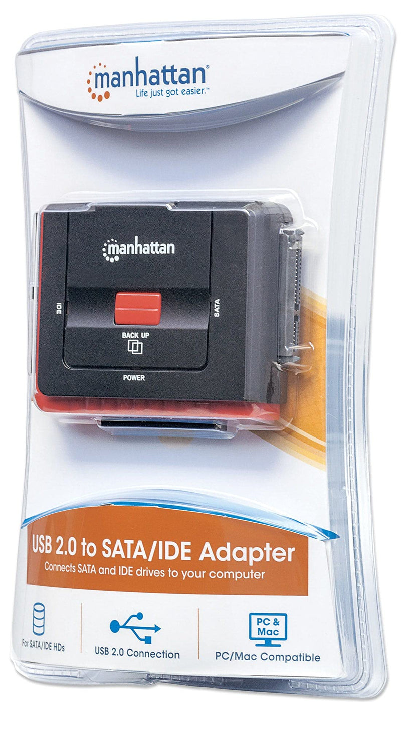 Manhattan SATA / IDE to USB 2.0 Hard Drive Adapter Cable - with One-Touch Storage Backup – External Converter for SSD / HDD Data Transfer, Supports UASP – Compatible with Windows, Mac, Linux -179195