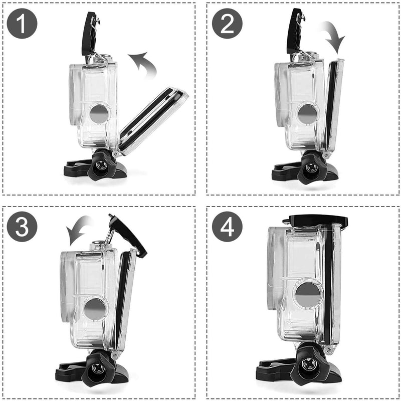 Waterproof Housing Case Compatible with GoPro Hero7 Black/(2018) 6/5 Waterproof Case Diving Protective Housing Shell 45m with Bracket Accessories for Hero7/Hero6/Hero5 Black Action Camera Waterproof Case for hero 7 Black/6/5