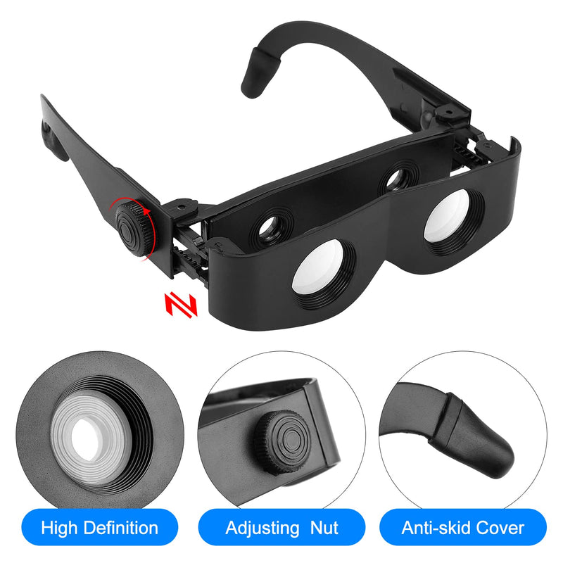 2 Pieces Hands-Free Binoculars Glasses, Wearable Binoculars Telescope for Hunting, Fishing, Theatre Concert, Outdoor Viewing