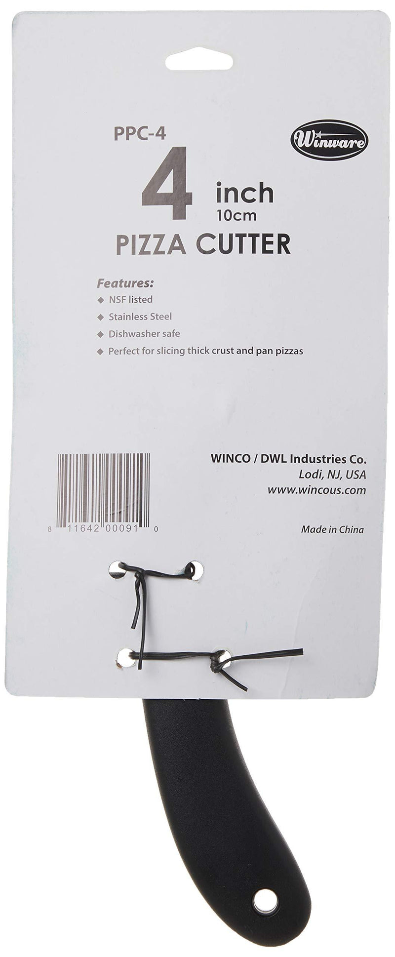 Winco 811642000910 Winware Pizza Cutter 4-Inch Blade with Handle, Stainless Steel