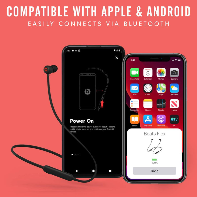 Beats Flex Wireless Earbuds â€“ Apple W1 Headphone Chip, Magnetic Earphones, Class 1 Bluetooth, 12 Hours of Listening Time, Built-in Microphone - Black Beats Black