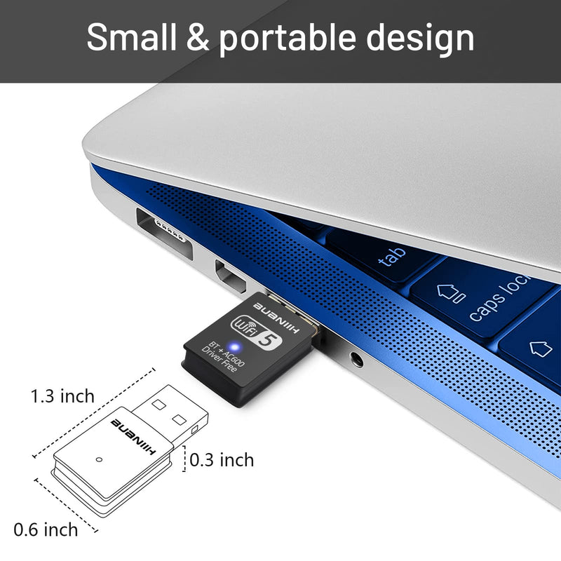 Bluetooth USB WiFi Adapter 2 in 1,Bluetooth Wireless External Receiver,600Mbps 2.4/5.8Ghz Dual Band Wireless Network,Plug and Play, for PC/Laptop/Desktop,Support Win7/8/8.1/10/Win 11