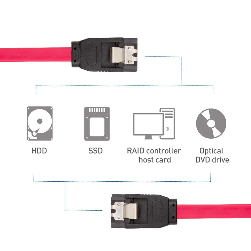 Cable Matters 3-Pack Straight SATA III 6.0 Gbps SATA Cable (SATA 3 Cable) Red - 18 Inches