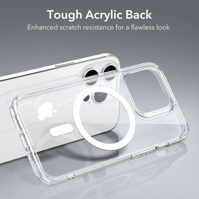 ESR Classic Hybrid Magnetic Case with HaloLock, Compatible with iPhone 14 Pro case, Compatible with MagSafe, Shockproof Military-Grade Protection, Scratch-Resistant Back, Clear