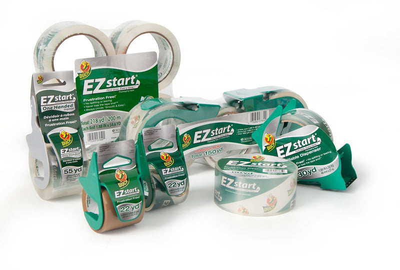 Duck Brand 393185 1.88 Inch by 22.2 Yard EZ Start Carton Sealing Tape with Dispenser, Clear