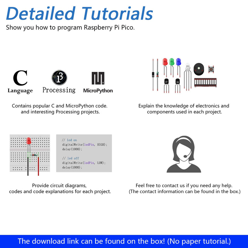 Freenove Ultimate Starter Kit for Raspberry Pi Pico (Contained) (Compatible with Arduino IDE), 587-Page Detailed Tutorials, 222 Items, 99 Projects, Python C Java Code Ultimate Kit with Pico