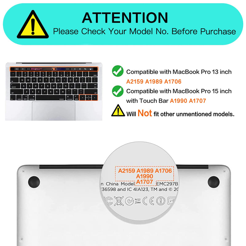 MOSISO Keyboard Cover Compatible with MacBook Pro with Touch Bar 13 and 15 inch 2019 2018 2017 2016 (Model: A2159, A1989, A1990, A1706, A1707), Silicone Skin Protector, Dusty Blue