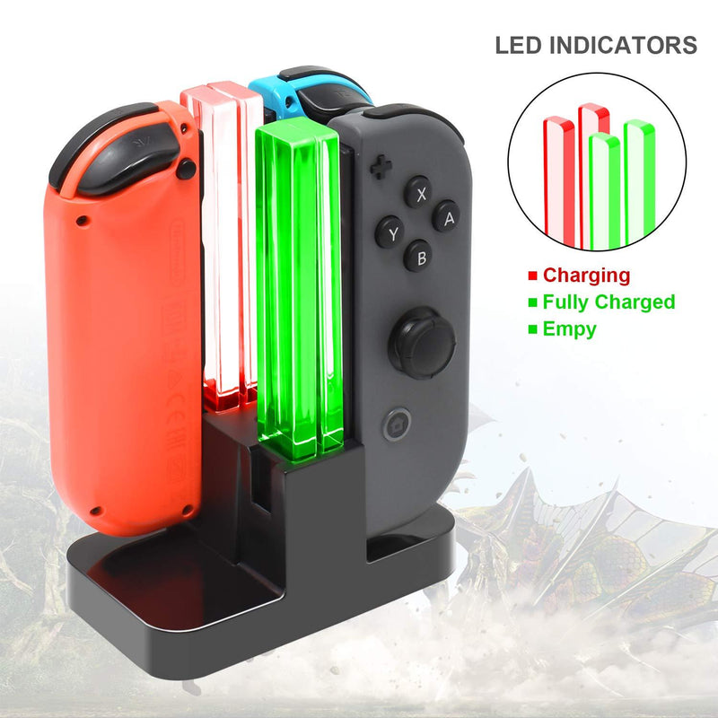 FastSnail Charging Dock Compatible with Nintendo Switch for Joy Con with Lamppost LED Indication, Charger Stand Station Compatible with Joy Cons with Charging Cable