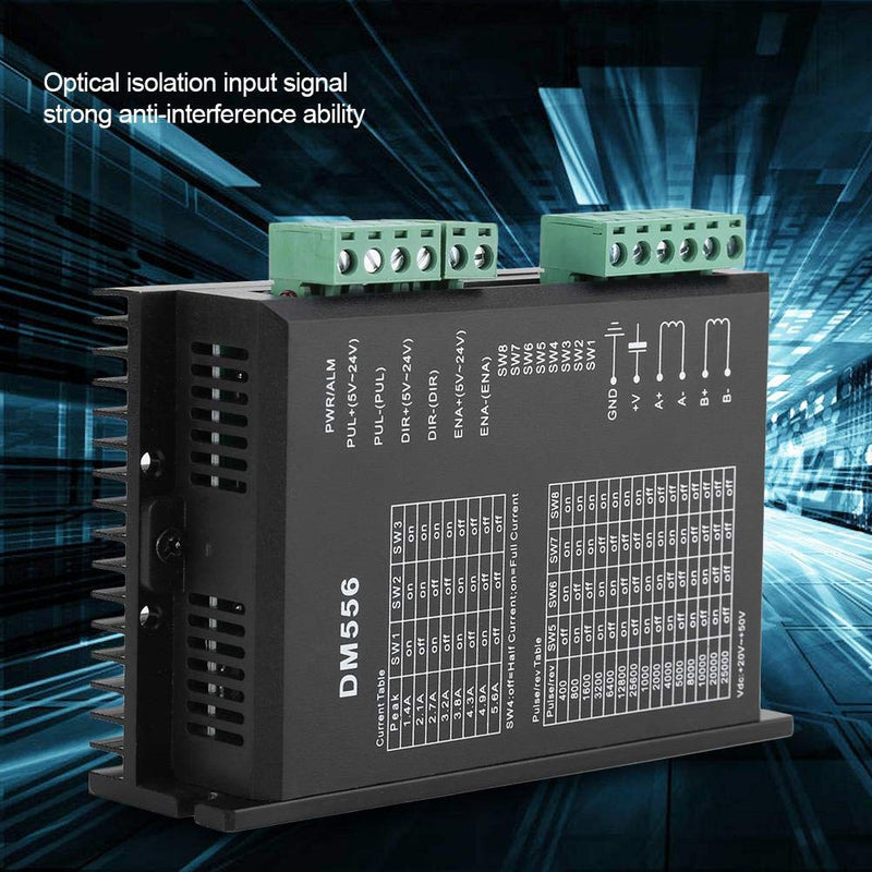 Nema 23 Steep Motor Driver, 24V-50V DC DM556 2 Phase Stepper Motor Driver 42/57 Stepper Motor Driver for Automatic Packaging Machines and Engraving Machines