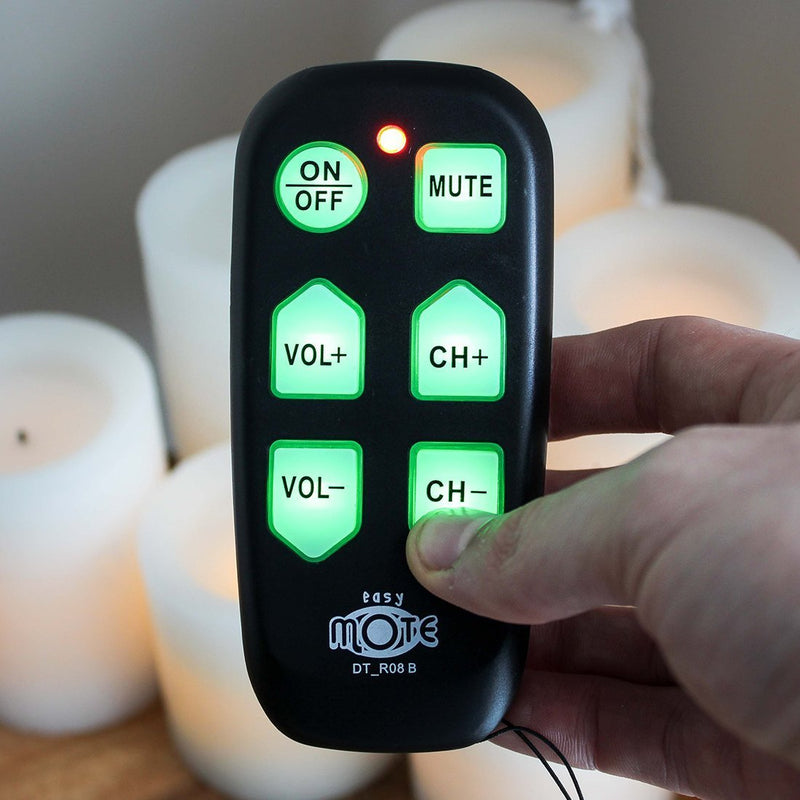Universal Big Button TV Remote - EasyMote | Backlit, Easy Use, Smart, Learning Television & Cable Box Controller, Perfect for Assisted Living Elderly Care. Black TV Remote Control