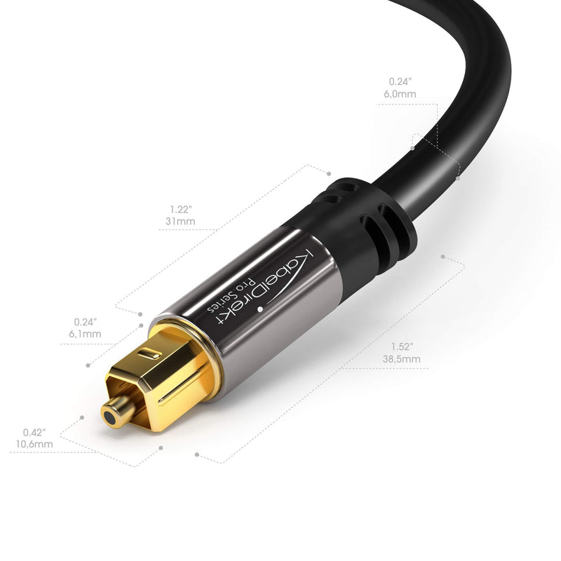 KabelDirekt – 10 feet – Optical Digital Audio Cable (TOSLINK Cord, Fiber Optic, Male to Male, Home Theater, Gold Plated, S/PDIF, for PlayStation 4/PS4 & Xbox One, black)