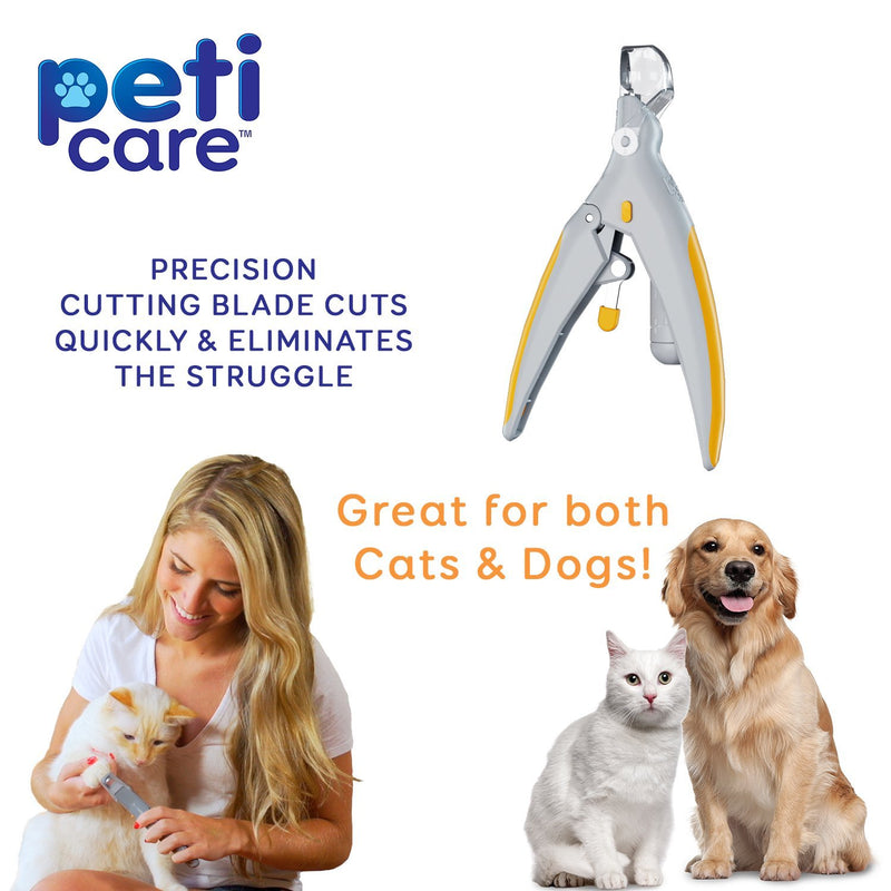 Allstar Innovations PetiCare LED Light Pet Nail Clipper- Great for Trimming Cats & Dogs Nails & Claws, 5X Magnification That Doubles as a Nail Trapper, Quick-Clip, Steal Blades