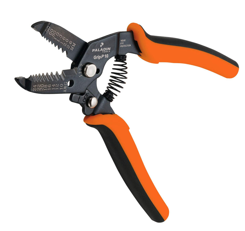 Wire Stripper and Cutter Bundle by Paladin Tools - 24-10 and 30-20 AWG Solid and Stranded Wire, Electrician - Spring-Loaded, Locking Handle, Comfortable
