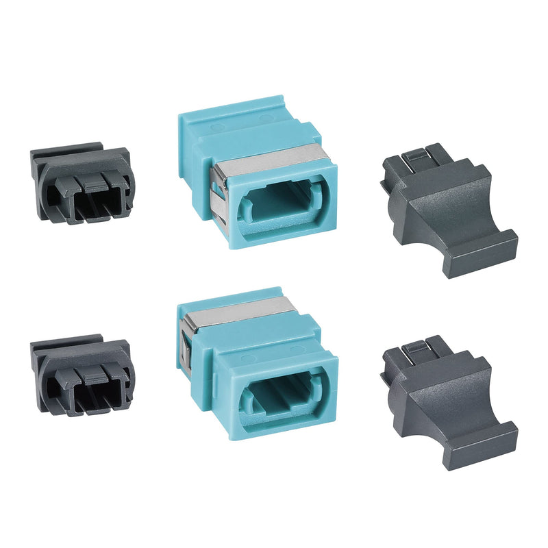 uxcell SM/MM MPO Fiber Optic Connector, Low Loss Quick Optical Adapter for OM3 MPO/MTP Sky Blue 44x17x10mm