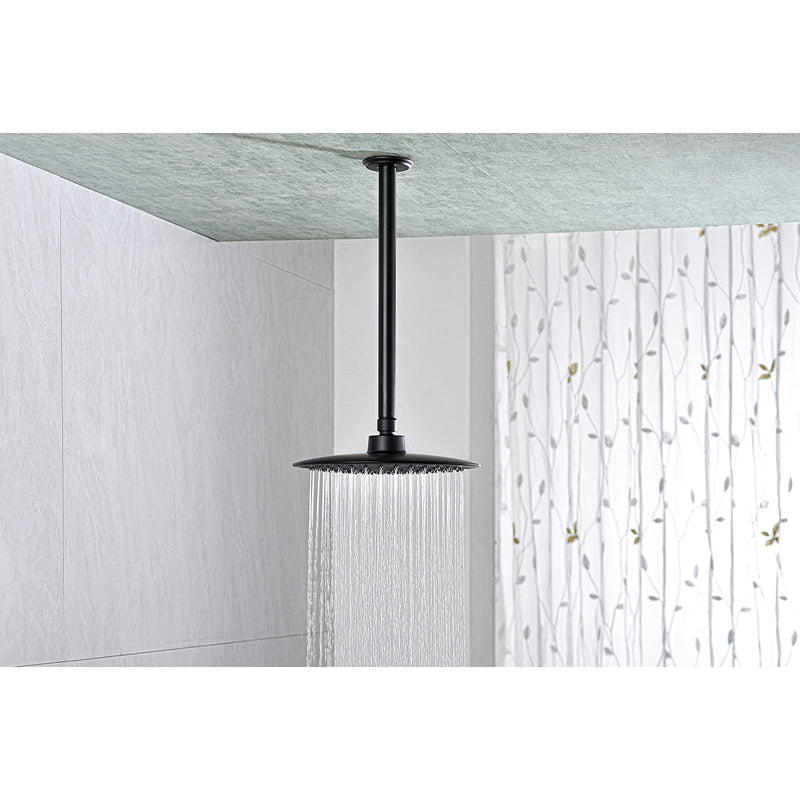 Anpean 12 Inch Shower Arm and Flange Matte Black, Ceiling Mounted Shower Arm for Rain Shower Head 12 Inches