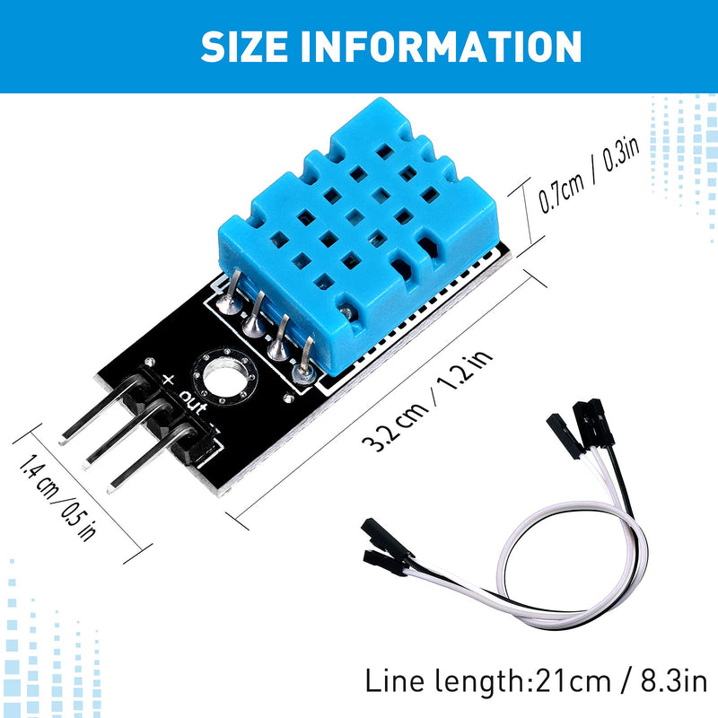 10 Pieces DHT11 Temperature Humidity Sensor Module Digital Single Bus 3.3V-5V, Humidity Measure Range 20%-95% Temperature Measure Range 0-50℃ with Wires Compatible with Arduino Raspberry Pi