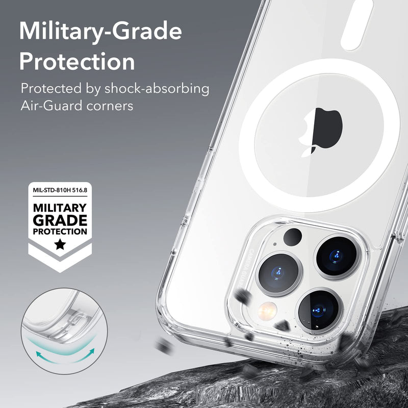 ESR Classic Hybrid Magnetic Case with HaloLock, Compatible with iPhone 14 Pro case, Compatible with MagSafe, Shockproof Military-Grade Protection, Scratch-Resistant Back, Clear