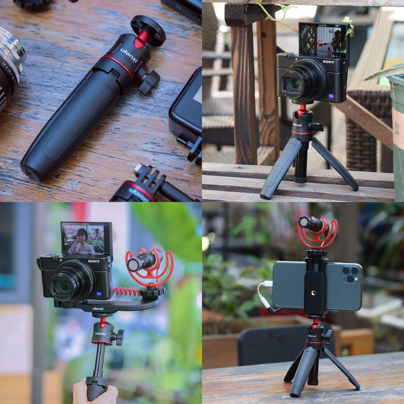 ULANZI MT-08 Extension Pole Tripod, Mini Selfie Stick Tripod Stand Handle Grip for Webcam iPhone 11 Pro Max Samsung Smartphone Canon G7X Mark III Sony ZV-1 RX100 VII A6400 A6600 Cameras Vlogging Black