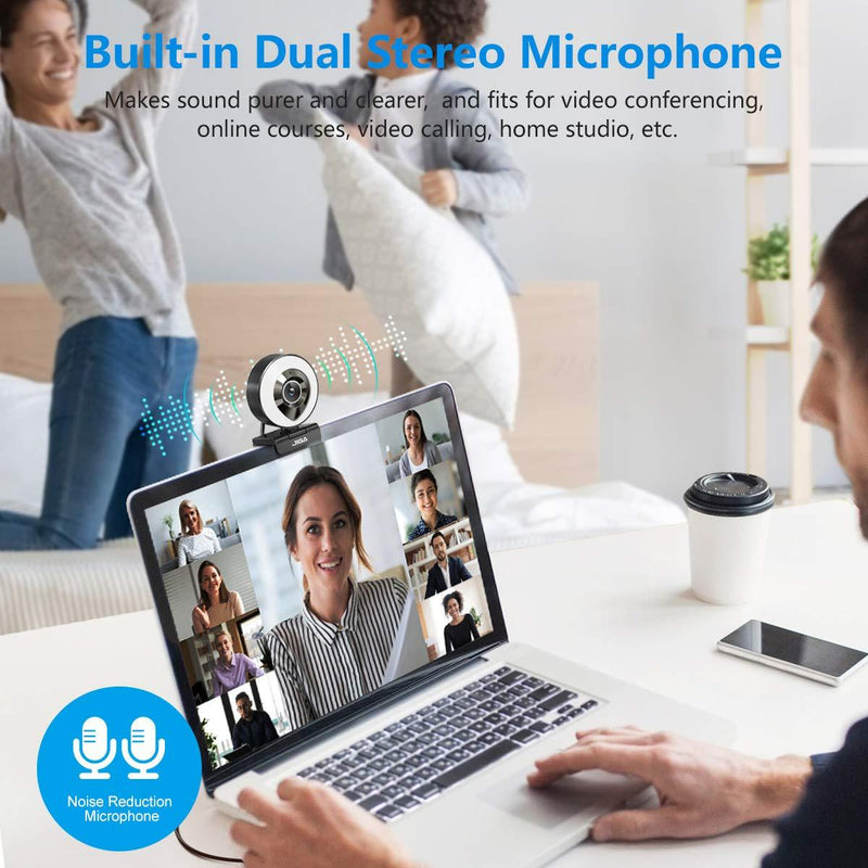 Streaming Webcam with Dual Microphone 1080P Adjustable Right Light Pro Web Camera Advanced Auto-Focus with Tripod JIGA Zoom Camera Gaming Webcam for Xbox Facebook YouTube Streamer Conferencing Ring Light Webcam