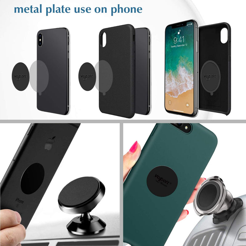 VOLPORT Mount Metal Plates Replacement 6pcs for Magnetic Phone Magnet Car Mount, Phone 3M Strong MagicPlate Metal Disc Sticker Adhesive Round for Magnet Cell Phone Holder Grip(Pops Stand Not Included)