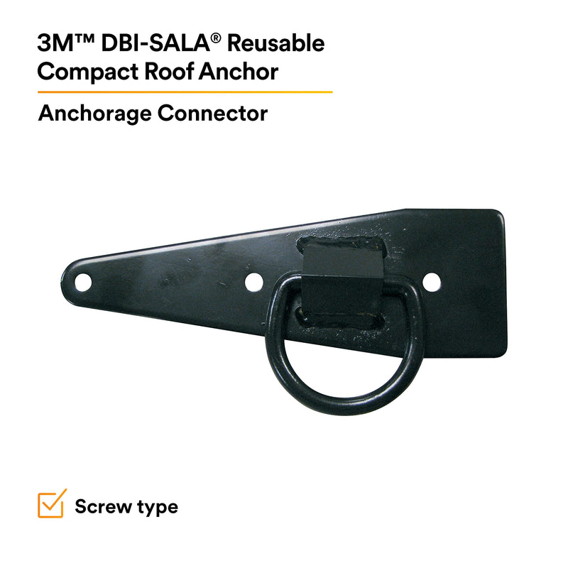 3M DBI-SALA 2103677 Anchor For Roof, Reusable, Compact Anchor For Flat Or Sloped Wood Roofs with D-Ring, Black