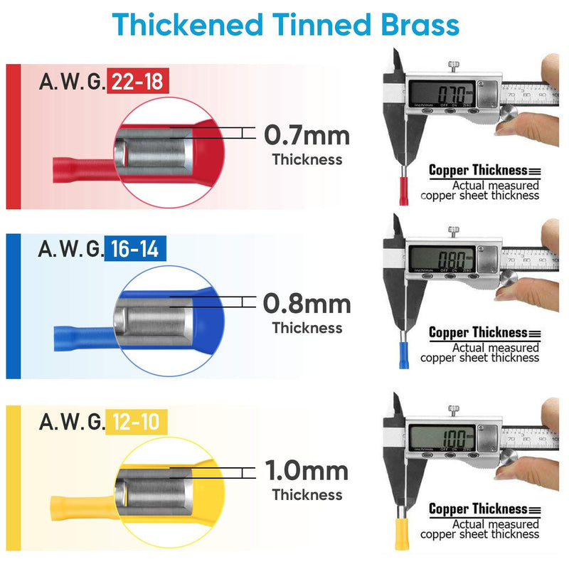 TICONN 200 Pcs Electrical Insulated Wire Connectors Kit - Spade, Ring, Butt, Quick Disconnect, Forks Connector - Crimp Cable Terminals