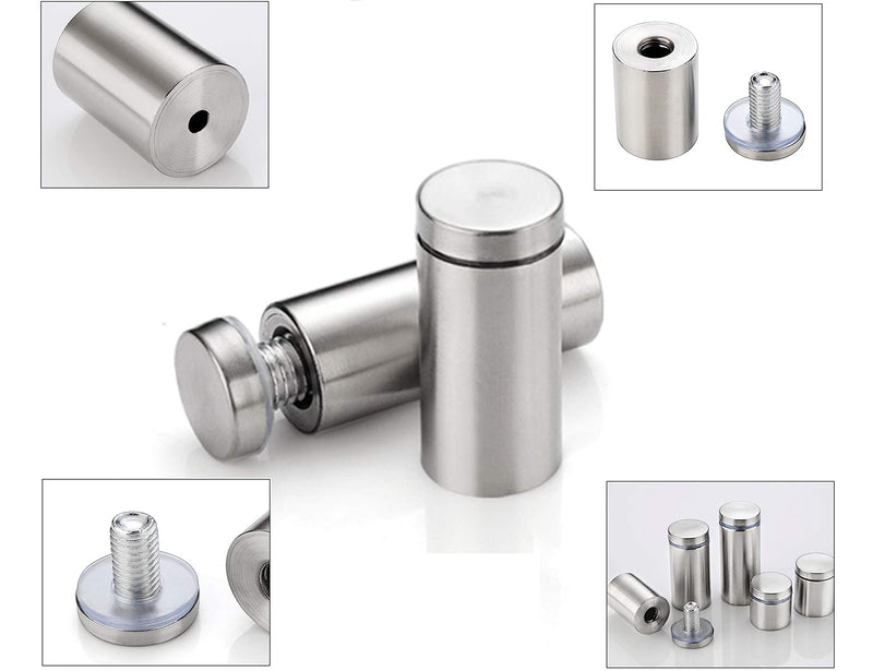 LBY 20pcs Glass Standoff Mount Stainless Steel Wall Standoff,12mm x 50mm(.47''x1.97'') Sign Standoff Screws, Advertising Screws Mounts Glass Acrylic Nail,Stainless Steel Silver