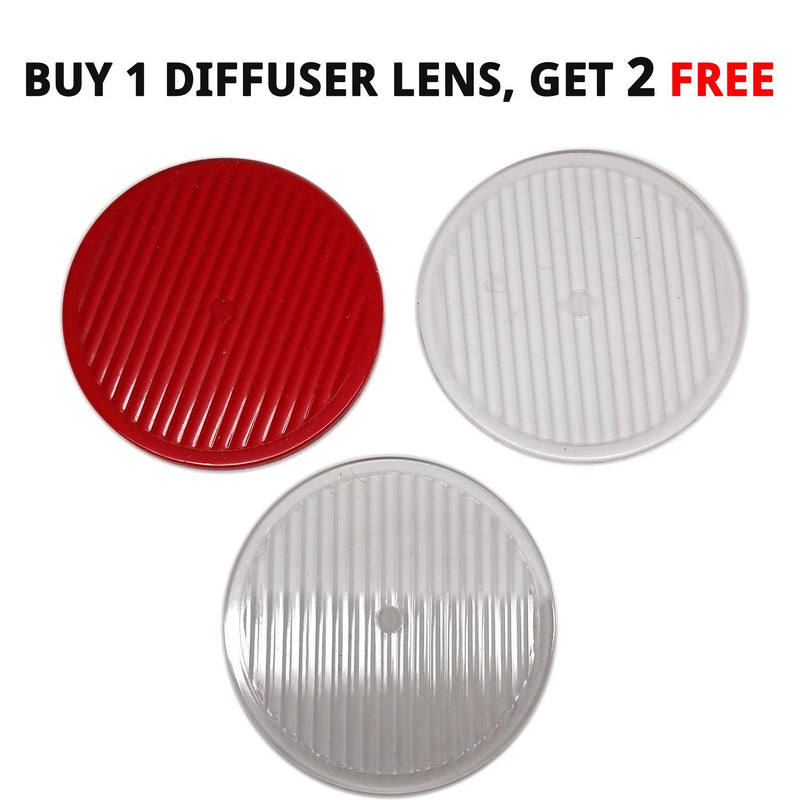 Bright Eyes 3-Pack (2 Clear, 1 Red) Diffuser Lens - for Use 1200 Lumen Rechargeable Bike Lights. Can Also Be Used for Other Similar Bike Lights.