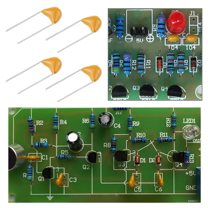 Create idea 200 Pieces 50V 100NF Ceramic Capacitor Multilayer Monolithic Ceramic Capacitor Electronic Accessories for Computer Phone Electronic Product Yellow