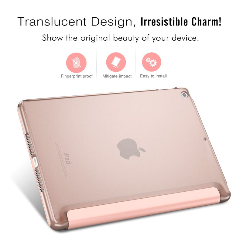 MoKo Case Fit 2018/2017 iPad 9.7 5th / 6th Generation - Slim Lightweight Smart Shell Stand Cover with Translucent Frosted Back Protector Fit Apple iPad 9.7 Inch 2018/2017, Rose Gold(Auto Wake/Sleep) 01-Rose Gold