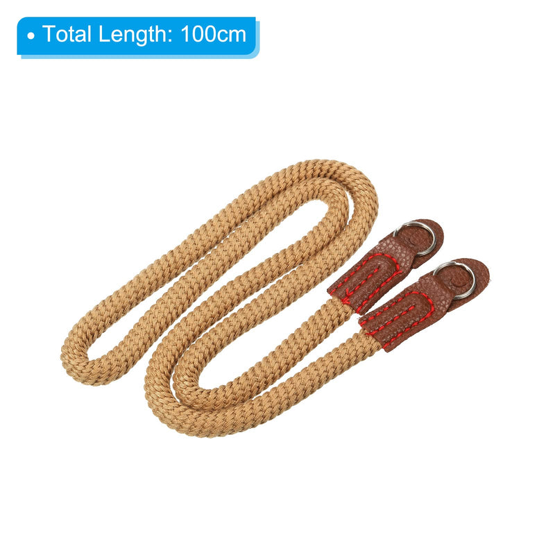 PATIKIL Camera Shoulder Strap, Cotton Soft Long Woven Round Cord Rope Holder with Mounting Ring Brown