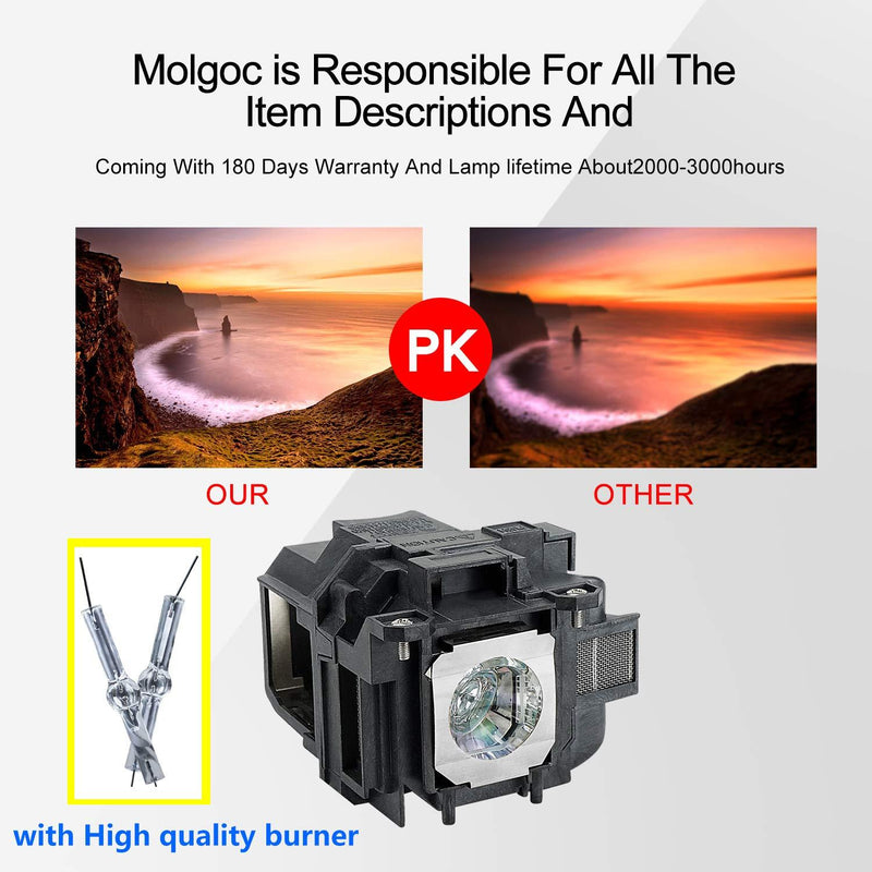 for EPSON ELPLP78 / V13H010L78 EH-TW490 EB-X18,EB-X24, EH-TW5100, EH-TW5200 EH-TW570, powerlite 965 Projector Replacemet Lamp by Molgoc (Without Filter)