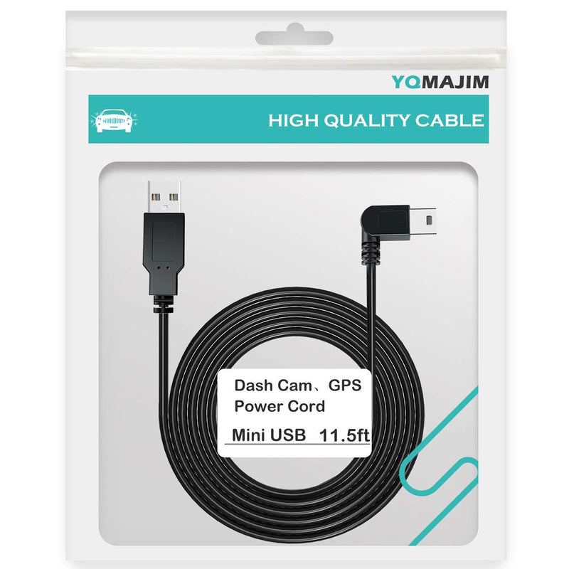 Charging Power Cable for Dash Cam, (11.5 Ft) USB 2.0 to Mini USB Car Vehicle Power Charger Adapter Cord for Garmin Nuvi GPSã€Rearview Mirror Camã€Backup Camera 11.5 Ft