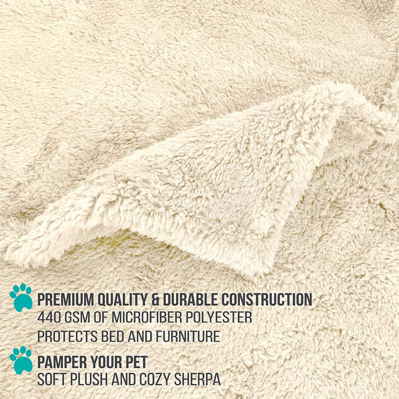 PetAmi Fluffy Waterproof Dog Blanket Fleece | Soft Warm Pet Fleece Throw for Large Dogs and Cats | Fuzzy Plush Sherpa Throw Furniture Protector Sofa Couch Bed Small (24x32) Beige