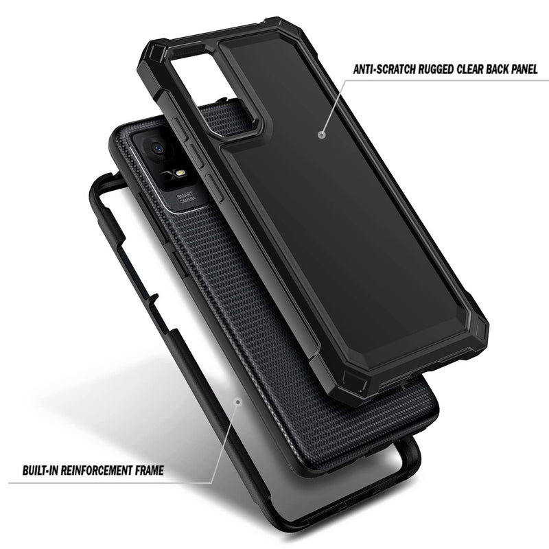 NZND Compatible with TCL ION X Case, TCL ION V with [Built-in Screen Protector], Full-Body Protective Shockproof Rugged Bumper Cover, Impact Resist Durable Case (Black) Black