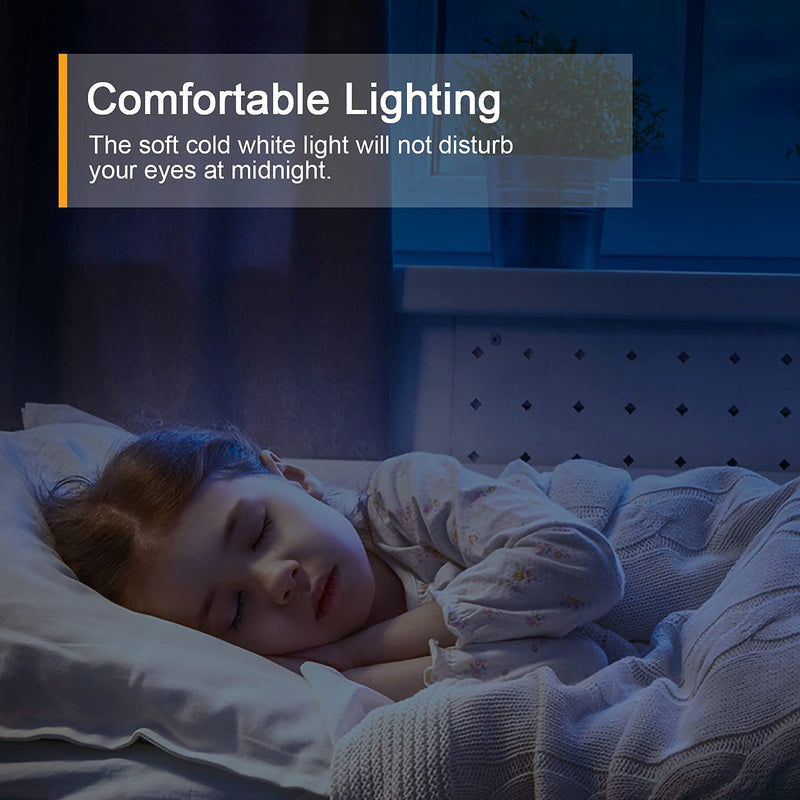 Motion Sensor Night Light Plug in, LYRIDZ LED Nightlight Super Bright 1-120LM Smart Cold White Light with Stepless Adjustable Brightness for Bedroom, Kitchen, Stairs, Hallway, 2 Pack