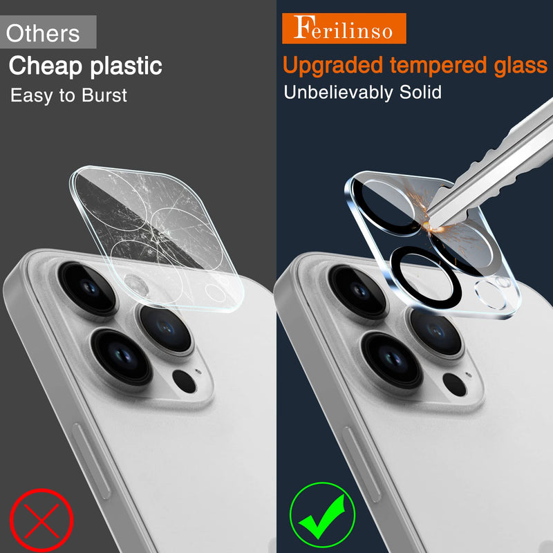 [6 Pack] Ferilinso Camera Lens Protector for iPhone 14 Pro iPhone 14 Pro Max Accessories Camera Cover 9H Glass Unbreakable Protection Case Friendly No Distortion or Difference in Picture Quality