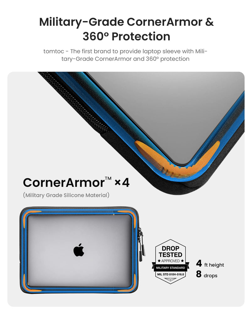 tomtoc 360Â° Protective Laptop Sleeve for 16 Inch MacBook Pro M1 Pro/Max A2485 A2141 2021-2019, Ultrabook Notebook Bag Case with Accessory Pocket, Shockproof, Water-Resistant, Lightweight Black 16-inch for New MacBook Pro