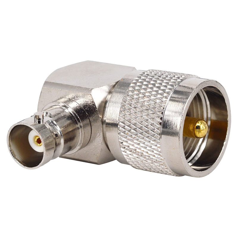 BOOBRIE PL259 UHF Male to BNC Female Right Angle RF Coaxial Adapter UHF to BNC 90 Degree Jack Adapter Radio Adapter Converter for Antennas, Wireless LAN Devices, Wi-Fi Radios External Antenna 2PCS