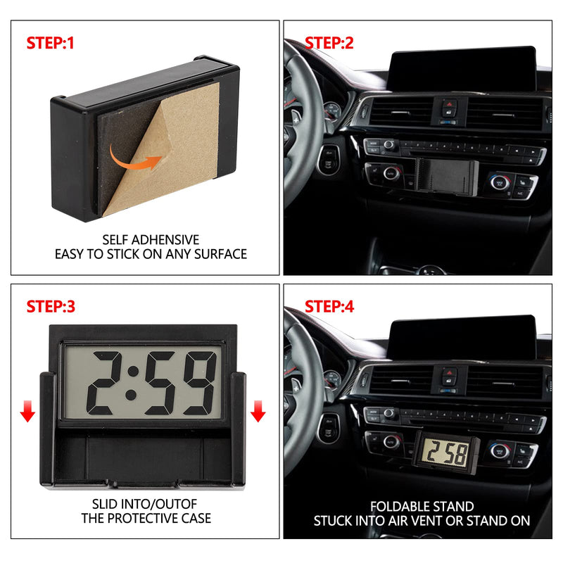 YOUNGFLY Mini Car Clock Auto Car Truck Dashboard Time Self-Adhesive Bracket Vehicle Electronic Digital Clock 1