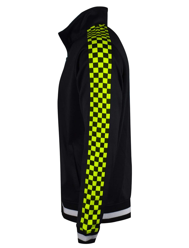 Screenshotbrand Mens Hip Hop Premium Slim Track Jacket - Side Taping Small F11854-black/Neon