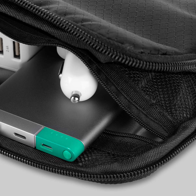 UT Wire Pocket Travel Organizer Case with Zipper for Charger, Cable, Power Bank, Flash Memory Accessories Holder in Black 1-Pack 1 Pack