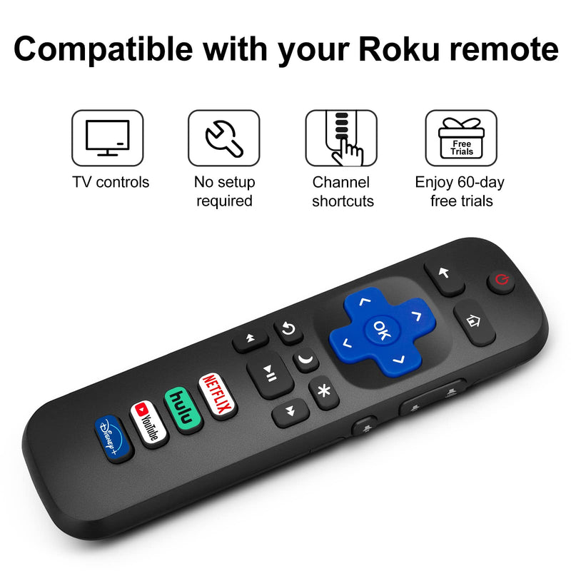 (Pack of 2) Replaced Remote Control Only for Roku TV, Compatible for TCL Roku/Hisense Roku/Onn Roku/Sharp Roku/Element Roku/Westinghouse Roku/Philips Roku Series Smart TVs (Not for Roku Stick and Box)