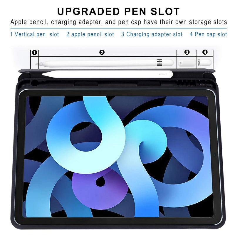 Arae for iPad Air 4 Generation 10.9 Case (2020) Auto Wake / Sleep Feature Standing Cover, Black