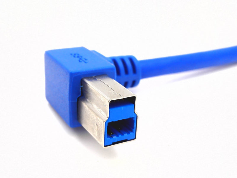 zdyCGTime 90Degree Right Angled USB3.0 Type B Male to USB3.0 Type B Female Extension Cable with Panel Mount - Blue (0.3m/1ft)