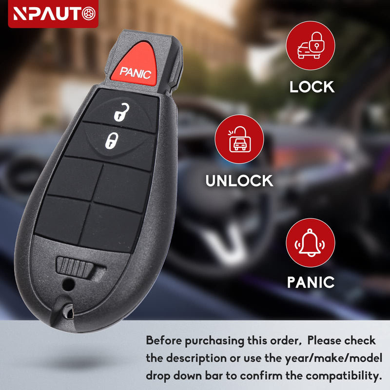 NPAUTO Key Fob Replacement for Dodge Ram 1500 2013-2021 | Ram 2500 3500 4500 5500 2013 2014 2015 2016 2017 2018 Pickup Truck Keyless Entry Remote Control Key Fobs (GQ4-53T, 3 Buttons, 433 MHz, 2-Pack)