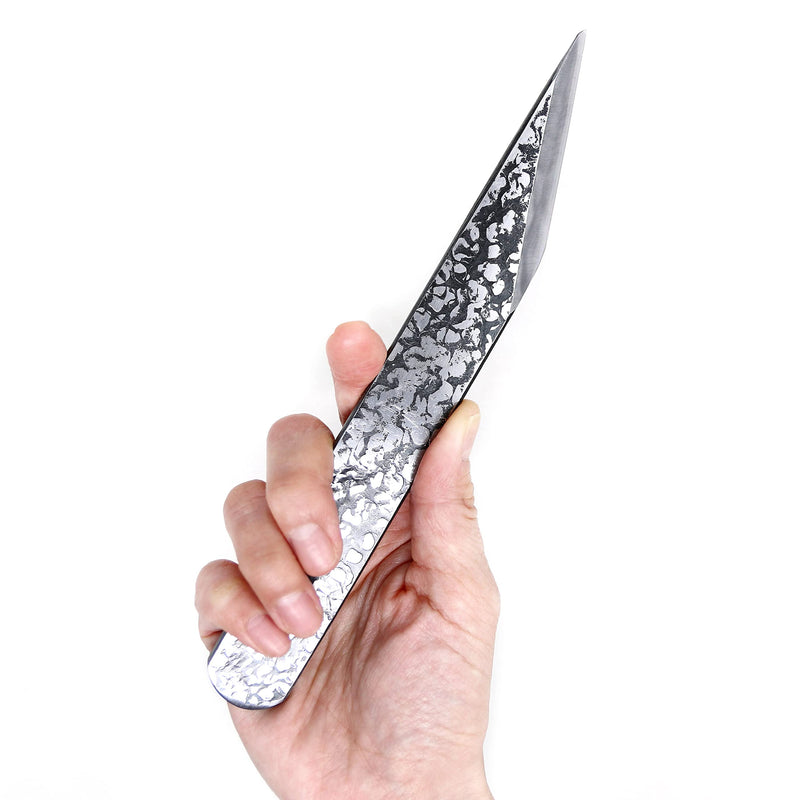 KAKURI Kiridashi Knife Right Hand 24mm, Professional Razor Sharp Hand Forged Japanese Carbon Steel Blade Hammered Pattern for Woodworking, Marking, Wood Carving, Whittling, Made in JAPAN
