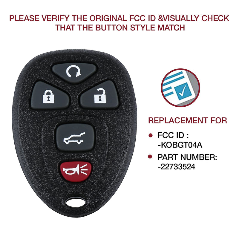 Remote Key Fob Control Replacement for 07-2016 GMC Acadia Yukon,07-2014 Chevy Tahoe Suburban Cadillac Escalade,09-2017 Chevrolet Traverse Buick Enclave(OUC60270, OUC60221) 5btn 2 Pack 5-btn x2