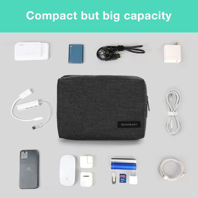 BAGSMART Electronic Organizer Small Travel Cable Organizer Bag for Hard Drives, Cables, Phone, USB, SD Card, Black 1-Black