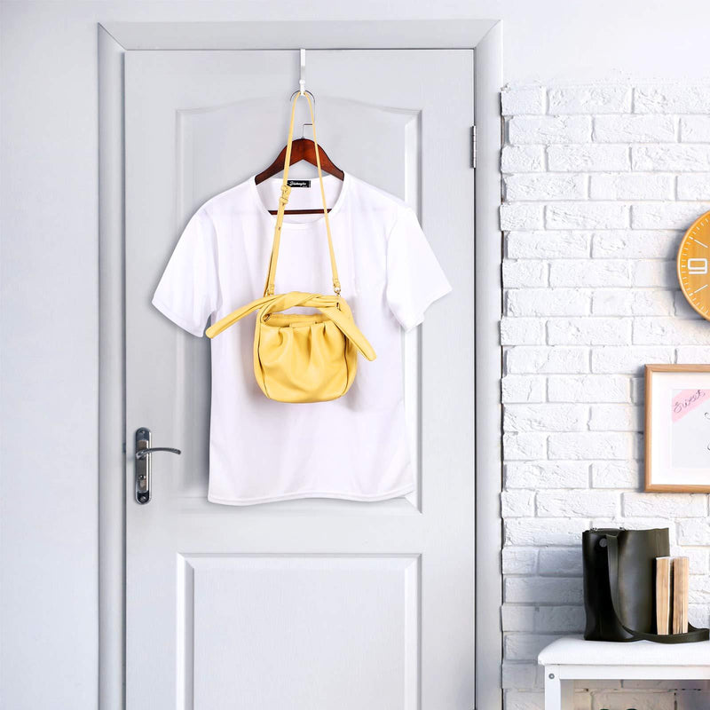 4 Pieces Over Door Hooks Hanger Multi Hanging Storage Organizers Valet Hooks for Coats Clothes Hoodies Hats Scarves Purses Keys Bath Towels Robes and More (White) White